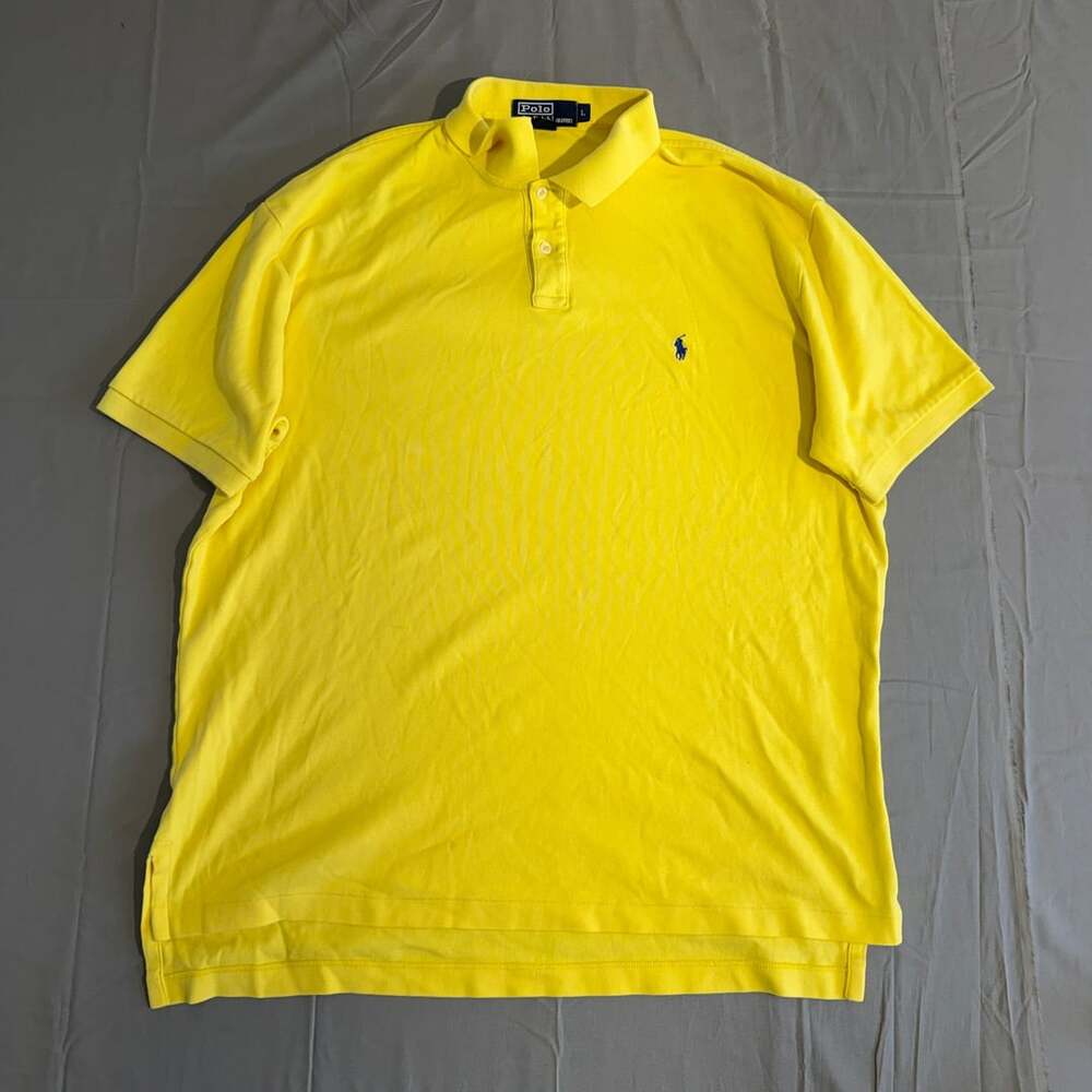 Polo Ralph Lauren Polo Shirt Size L Yellow Short Sleeve Pique Pony Logo